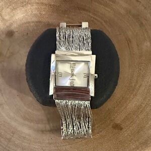 Silver Textured Band Watch